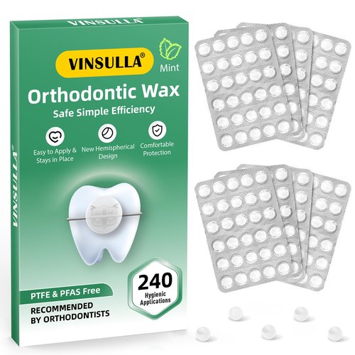 Orthodontic Wax for Braces - 240 Dots, Individually Wrapped Dental Wax, Relieves Pain from Braces & Other Orthodontic Appliances, Mint