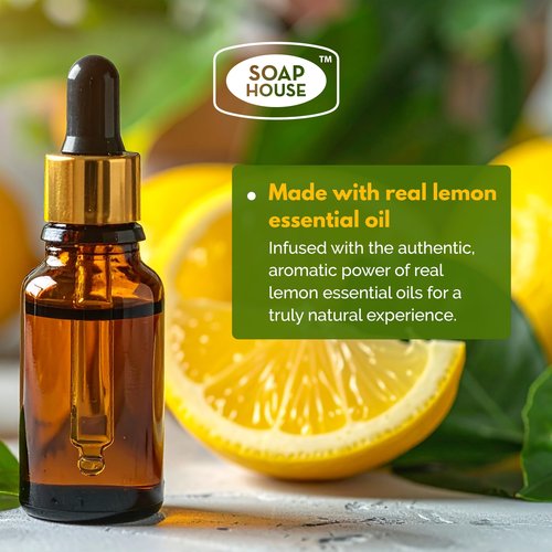 Soap House Hand Soap | Lemon Essence | Made with Pure Lemon Essential Oil | Pack of 4 units (16.9 Fl Oz x 4)