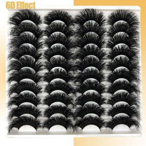 loladook Mink Lashes Fluffy 3D Volume Dramatic Lashes Faux Mink 25mm Big Long Cat Eye Full Strip Eyelashes Pack Wispy 20mm False Eyelashes Bulk