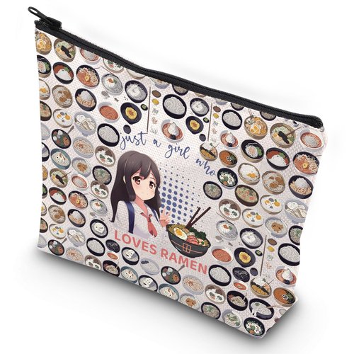 G2TUP Ramen Lover Cosmetic Bag Ramen Foodie Gift Just A Girl Who Loves Ramen Makeup Zipper Bag for Women Girls (Loves Ramen New)