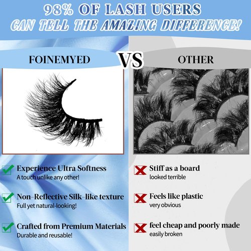 FOINEMYED 21 Pairs False Eyelashes 3 Styles Mixed Strip Lashes 18-25mm Fluffy Eyelashes Pack 8D Volume Super Soft Faux Mink Lashes D Curl Eyelashes