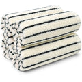 Jacquotha Striped Cotton Washcloths 4 Pack, 13” x 13” - Soft Wash Cloths for Bathroom, Kitchen, Gym, Face, Black and Cream