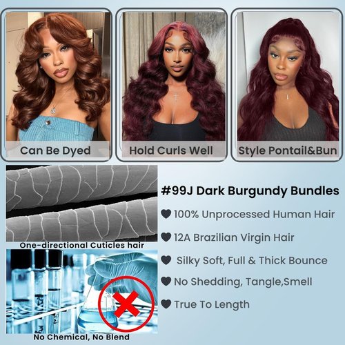 Dark Burgundy 2X6 HD Lace Closure 14 Inch