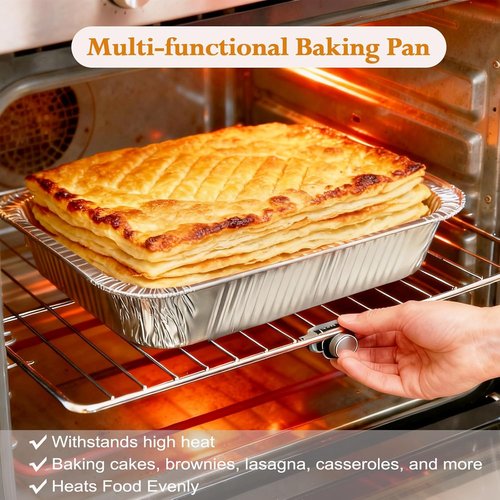 Aluminum Foil Pans - 40 Pack Disposable 9x13 Half Size Deep for Baking, Roasting & Food Storage