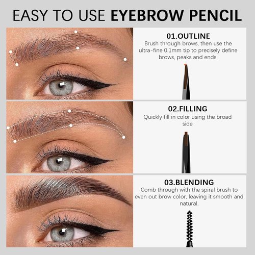 MAVENI Browcharm Microblading Eyebrow Pencil - Ultra-Fine 0.1mm Waterproof Definer in Mini 01 Black