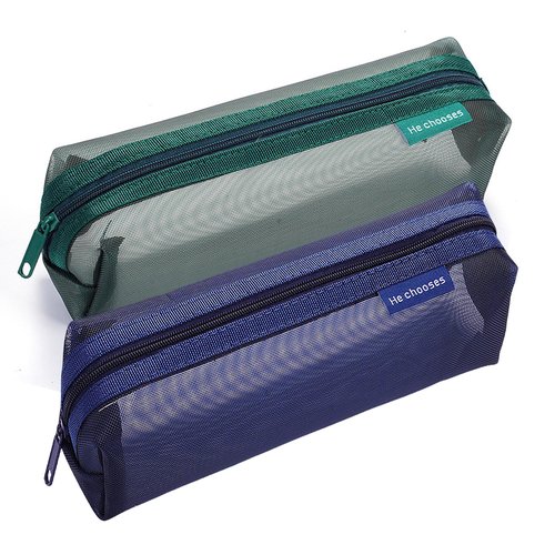 Gidary Mesh Cosmetic Bag Portable Clear Makeup Bags Mesh Zipper Pouch for Home Office Travel Accessories Organizer (2PCS Blue & Green)