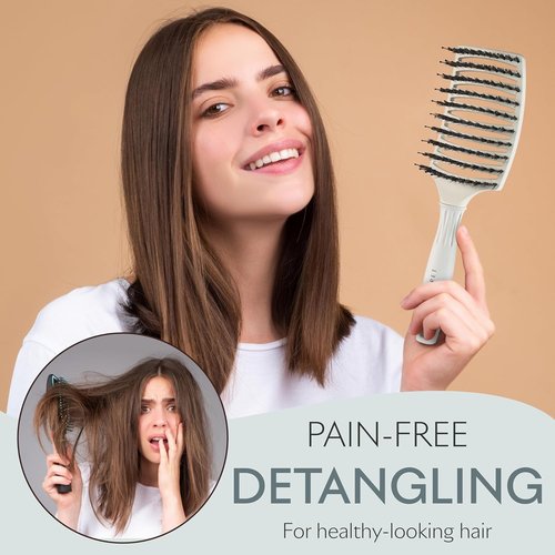 SEACRET Pro Styling Hair Brush - Ergonomic Detangling Boar Bristle Paddle for All Hair Types