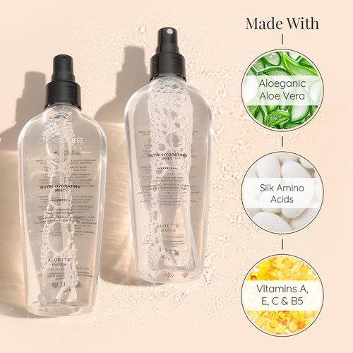 Aloette Nutri-Hydrating Mist After Sun Spray - Aloe Vera Facial & Body Mist with Silk Amino Acids & Vitamins - 8oz for Glowing Skin