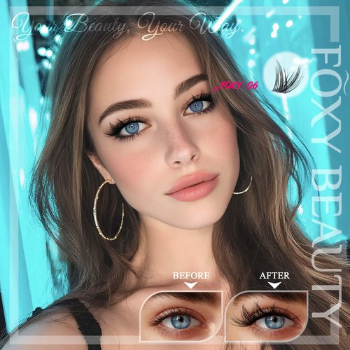 Vasa Muse Premium Lash Clusters Kit 10-16mm lashes Wispy Natural & Fairy Spiky Lash Clusters 0.05mm Eyelash Clusters Ultra-thin Invisible band lash Extension Kit with Bond Seal for Starter DIY
