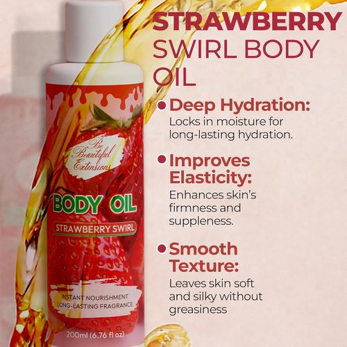 Skiennix Body Oil - Deep Hydration Formula for Nourished, Radiant Skin | Strawberry Scent, 6.76oz