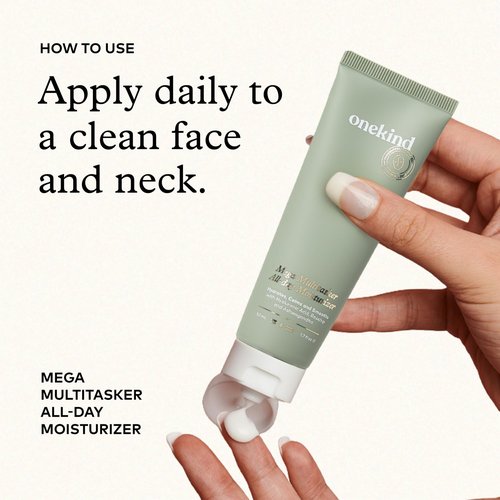 Onekind Mega Multitasker All-Day Moisturizer, Hydrating Face Cream with Hyaluronic Acid and Glycerin, Fragrance-Free Anti-Aging Moisturizer for Sensitive & Mature Skin, Clean Skincare, 1.7 oz