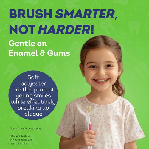 MOUTHWATCHERS Soft Childrens Flossing Manual Toothbrush, 1 Pink and 1 Blue Toothbrushes for Kids & Teens, Ultra Clean, by Dr. Plotka's
