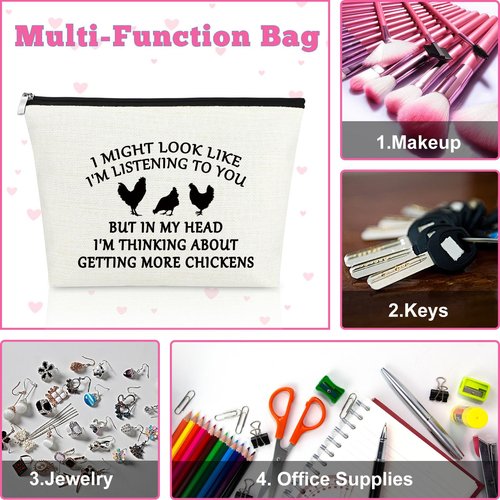 Mxrymvu Chicken Themed Gifts Makeup Bag Chicken Gifts for Women Cosmetic Bag for Girls Daughter Niece Best Friend Farmer Animal Lover Travel Zipper Pouch Graduation Christmas Birthday Present