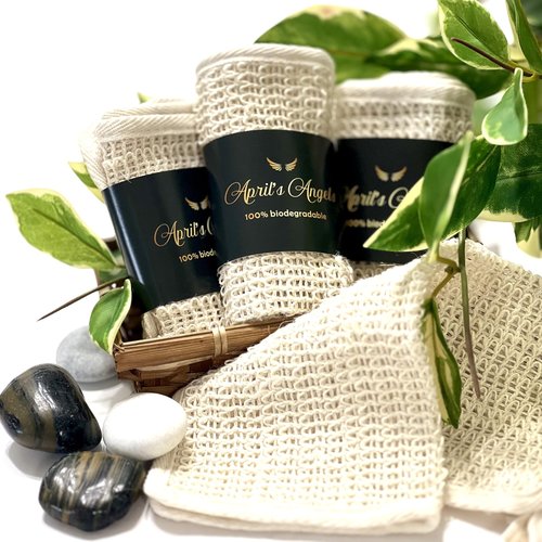 100% Natural Sisal Washcloth. Gentle Exfoliation for Smoother Skin. Durable & Reusable for Face & Body. 100% Biodegradable. Removes Dead Skin Cells and Dirt (3 Pcs)