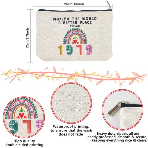 47th Birthday Gifts for Women Mom Her Makeup Bag, Funny Birthday Decorations Gift Ideas for 47 Year Old Grandma, Wife, Sister, Anniversary 1979 Gifts for Mothers Day, Christmas, Cosmetic Travel Bags