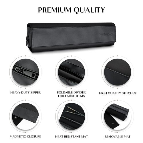 TREND-X Hair Styling Tools Organizer Bag with Heat-Resistant Mat, Flat Iron Travel Case, Travel Bag for Curling Iron, Straightener and Hot Brushes, Storage Case for Hot Hair Tools (Irons Not Included)