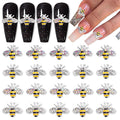 XEAOHESY 20pcs Alloy Bee Nail Charms Silver Bee Charms for Acrylic Nails Metal Nail Bee Charms Inlay Clear AB Rhinestones or Pearls Cute Mini Bees Nail Studs Nail Jewels for Women Girls Nail Art