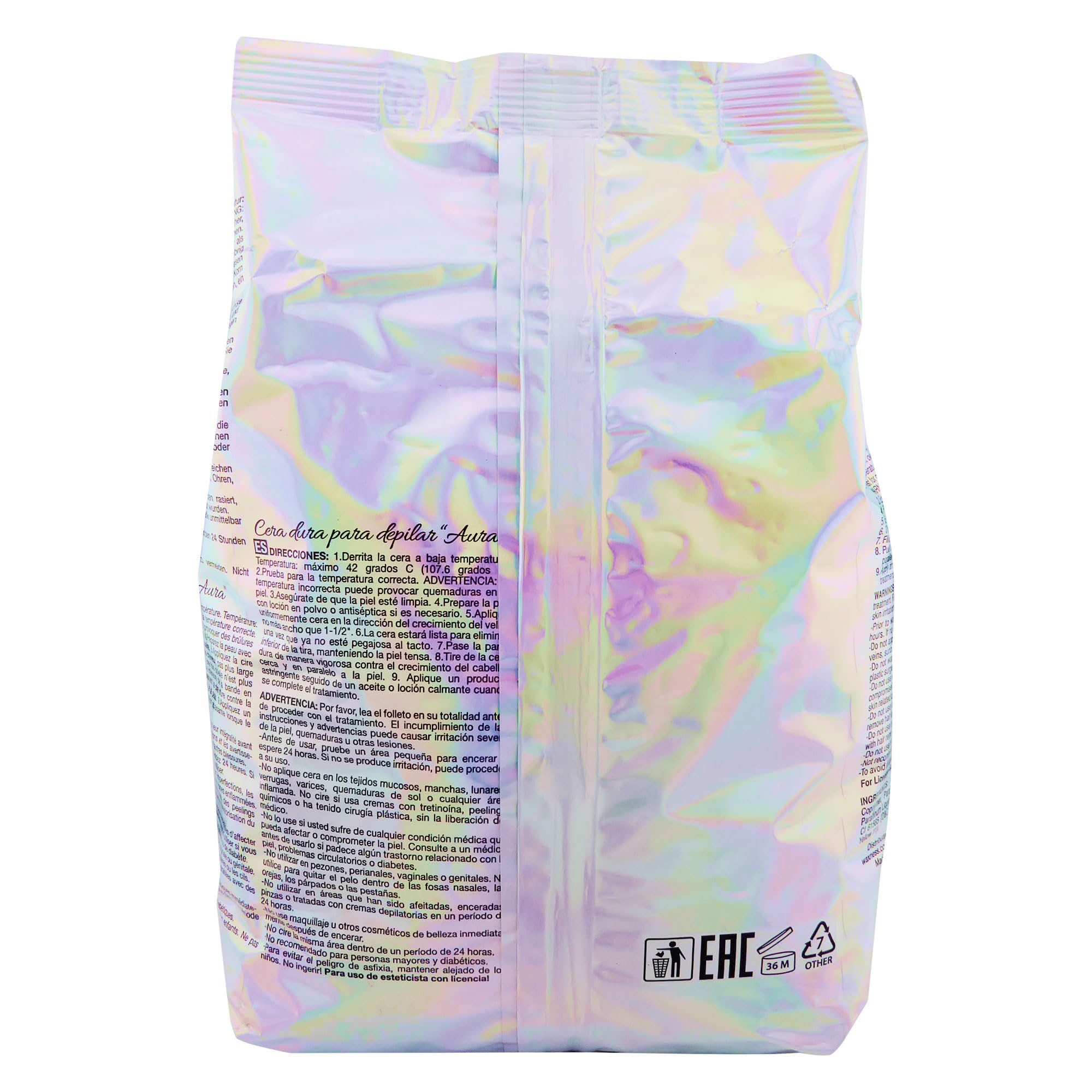 Waxness Aura Hard Wax Beads 2.2 lb (1 kg) – Rosin-Free Synthetic Stripless Wax with Demi-Creamy Texture for All Skin and Hair Types, Professional Use – Made in Italy