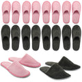 Zhehao 10 Pairs Disposable Slippers Washable House Slippers for Guests Bulk Women Men Spa Hotel Bath Slipper Soft Cotton Linen Non Slip Breathable for Indoor Travel Bedroom Party(Pink, Gray)