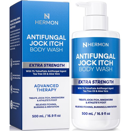 Hermon Antifungal Body Wash for Jock Itch: Tea Tree oil Body Wash for Jock Itch, Ringworm, Back Acne, Athlete's Foot, Tinea - Medicated Soap for Men and Women