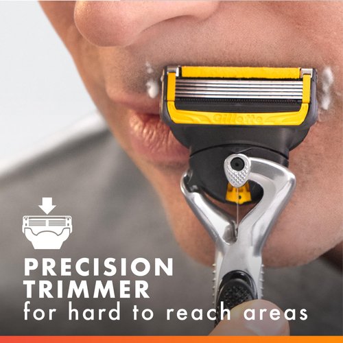 Gillette ProGlide Shield Men's Razor, 5 Bladed Razor, with Precision Trimmer, Comfortglide Lubrication, Glide and Comfort, Handle + 4 Blade Refills, Holiday Gifts for Men