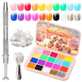 GELLAKTIK Sponge Pat Painting Gel, 20 Colors Neon Gradient Ombre Gel Nail Polish for French Manicure, Blooming Aura Nails with Sponge Applicators, UV/LED Curing DIY Nail Art Palette