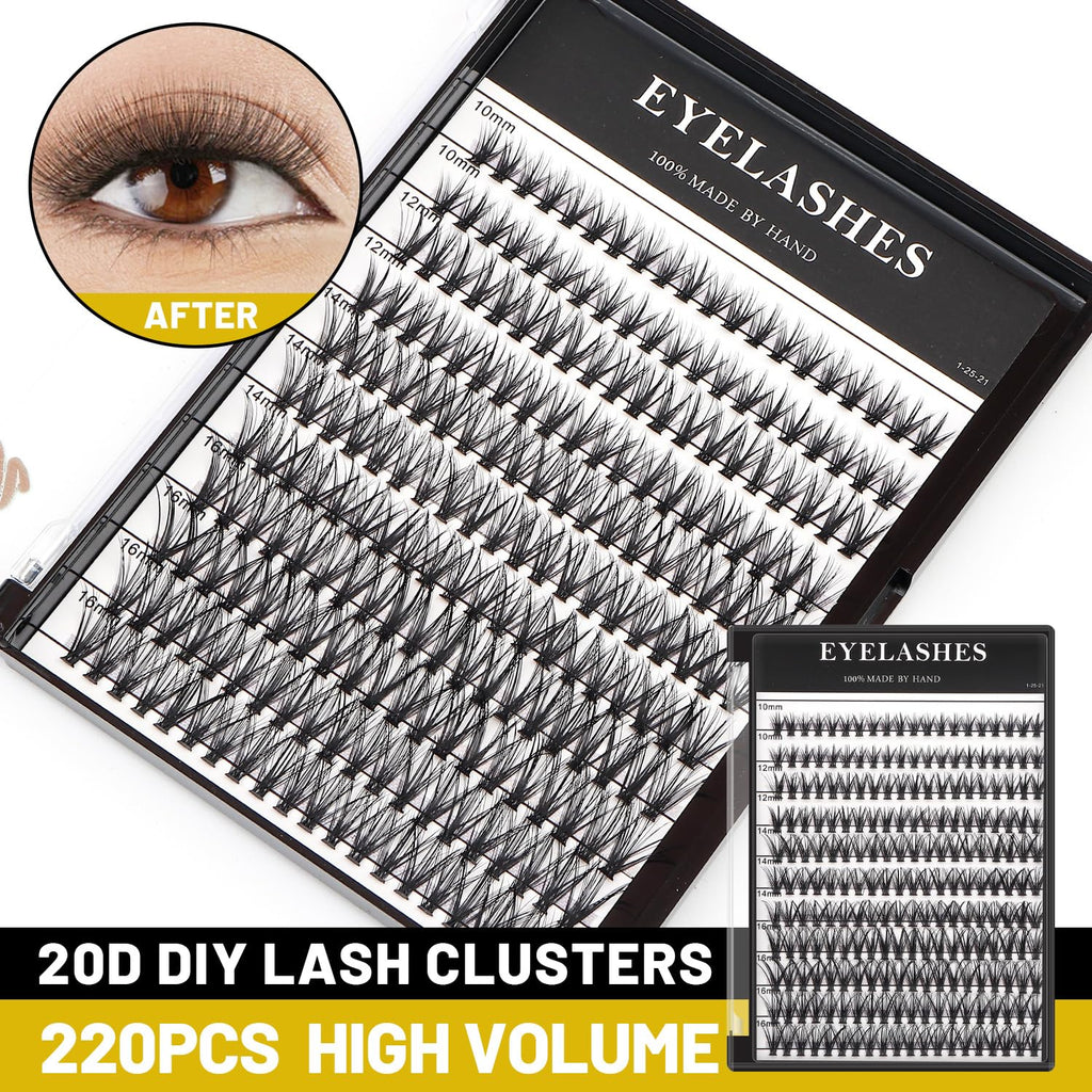 →VAYATOR Large Tray 220 Cluster/Box Eyelashes 0.07 Thickness Eyelashes Individual Eyelash False Eyelashes Extension Eyelash 10D/20D/40D/50D Eyelash (20RR-8-10-12-14mm Mixed）