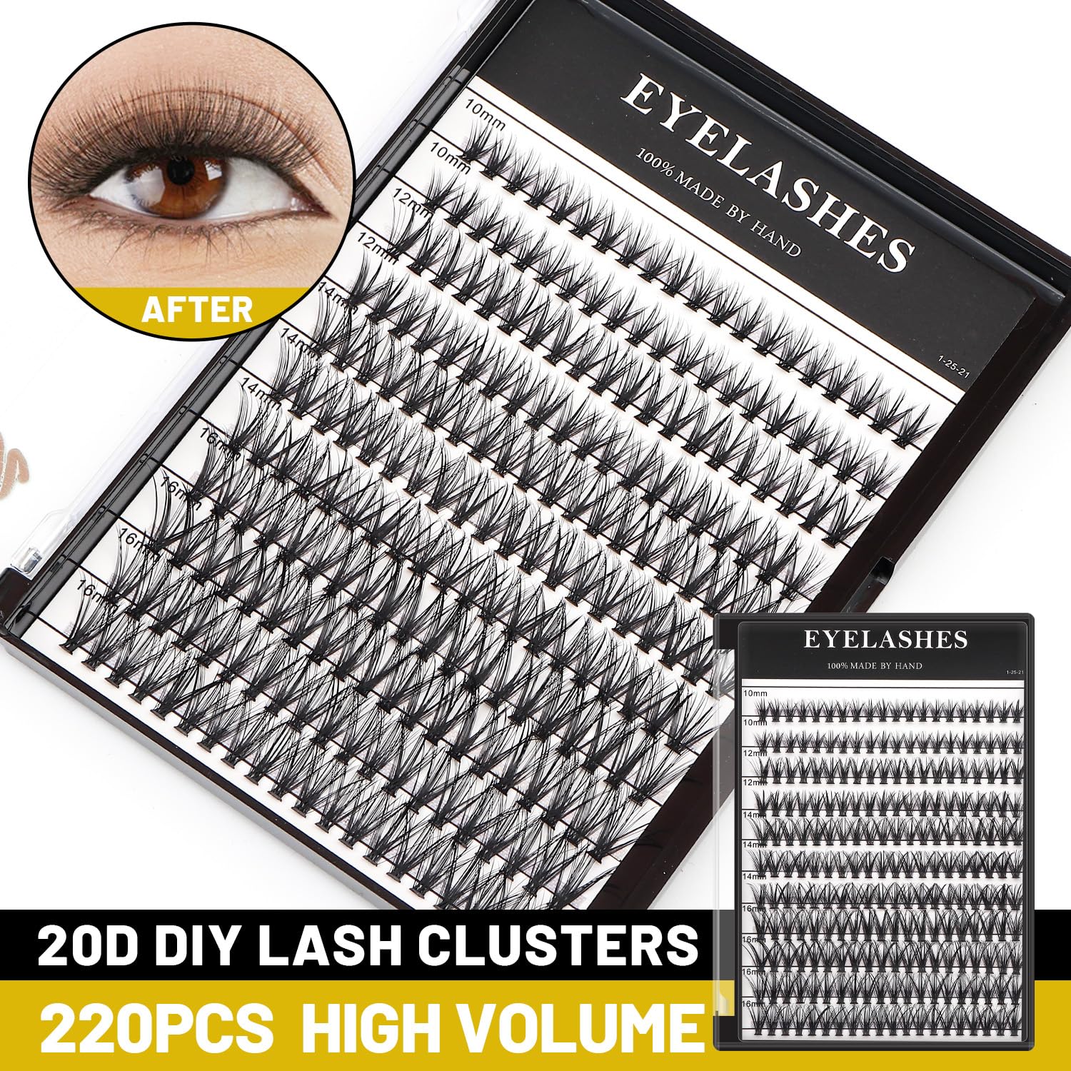 →VAYATOR Large Tray 220 Cluster/Box Eyelashes 0.07 Thickness Eyelashes Individual Eyelash False Eyelashes Extension Eyelash 10D/20D/40D/50D Eyelash (20RR-8-10-12-14mm Mixed）