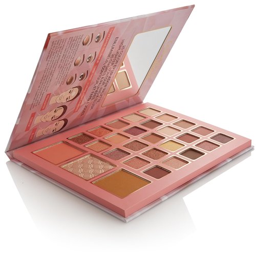 Bellapierre Satin Rose Face & Eye Book Palette | 25 Eyeshadow Shades with Blush, Bronzer, & Highlighter | Non-Toxic & Paraben Free | Vegan & Cruelty-Free