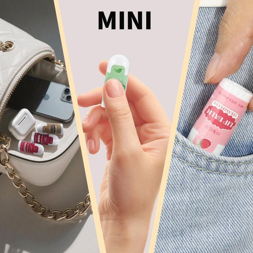 Mini Lip Balm 50 Pack, Natural Lip Balms with Vitamin E and Coconut Oil. Moisturizes for Dry Lips, Perfect for Christmas Gifts, Party Favors, Gift Bags and Small Gifts-13 Flavors