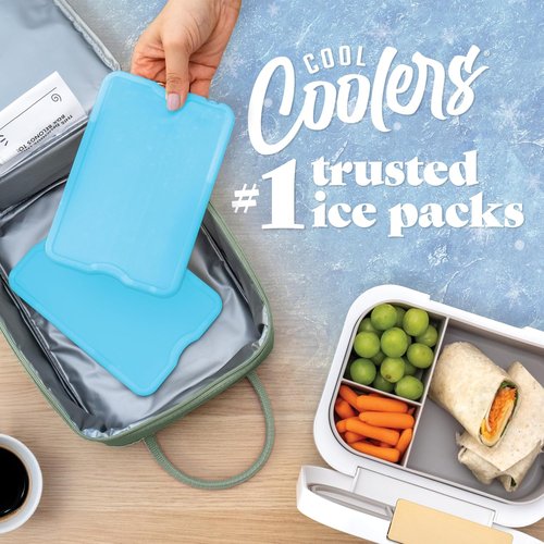 Fit & Fresh Cool Coolers | 4 Pack XL Slim Ice Packs - Quick Freeze, Space-Saving Design, Blue