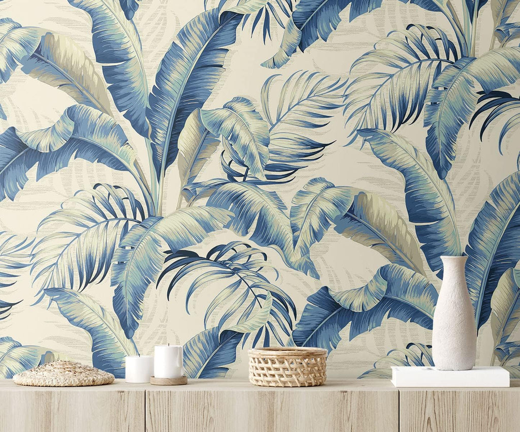Tommy Bahama Peel and Stick Wallpaper - Tropical Design for Bedroom & Kitchen | 30.75 Sq Ft Coverage (Azure)