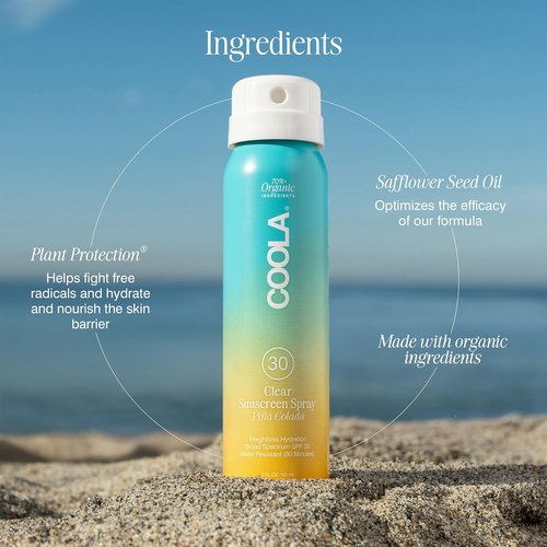 COOLA Organic Sunscreen SPF 30 - Vegan & Gluten-Free Sunblock Spray for Daily Skin Protection | Piña Colada