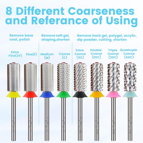 Heart Top Pink Crystal Nail Drill Bits for Efile, 3/32'' Safety 6.6mm Barrel Tungsten Carbide Professional Bits, Easy for Beginner, 2 Rotation Electric File Bit, Remove Gel fast, Silver, Extra Fine.