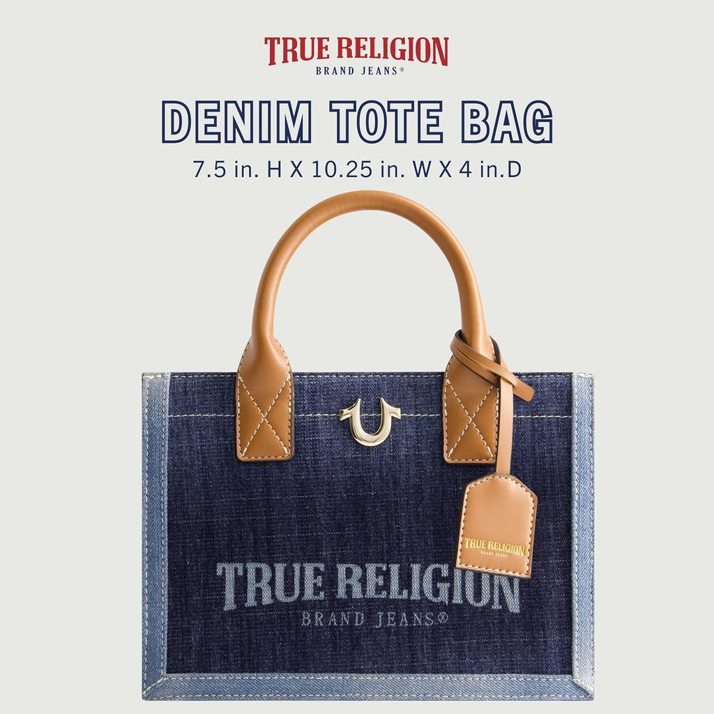 True Religion Women's Tote Bag - Medium Travel Purse with Adjustable Shoulder Strap & Horseshoe Logo