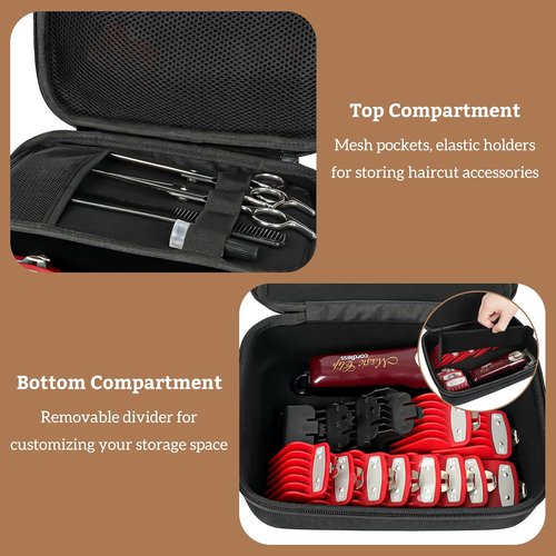 ProCase Hard Travel Case - Hair Clippers & Barber Supplies Organizer - Black Storage Bag for Wahl, Andis & Hatteker Kits