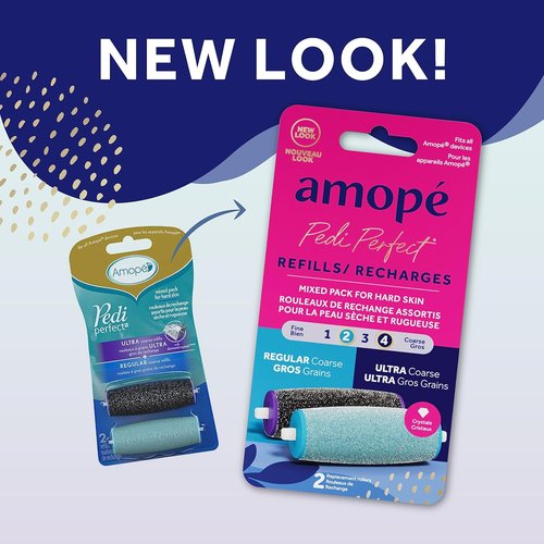 Amope Pedi Perfect Electric Callus Remover Refills - Diamond Crystal Rollers for Hard Skin | 2 Count
