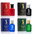 NovoGlow Mini Fragrance Set for Men - 4-Piece EDP Collection in Red, Blue, Black & Green - Woody, Citrus & Spicy Scents - 30ml Each, Paraben-Free