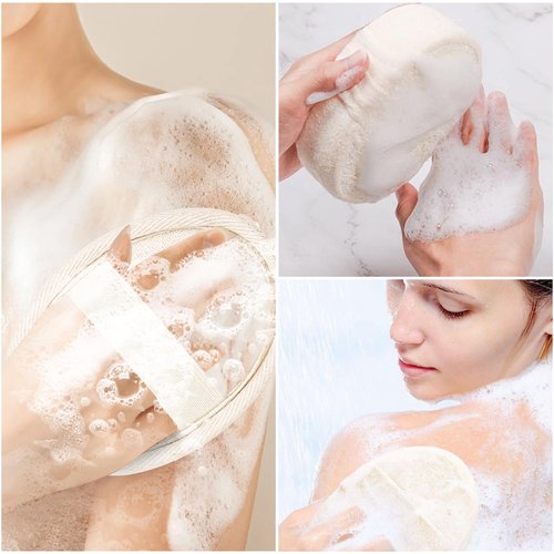 Treeswin Natural Loofah Sponge, 2 Pack Exfoliating Body Scrubber for Shower, Organic Biodegradable Bath Luffa with Thin/Thick Textures, Eco-Friendly Body Exfoliator for Men & Women, Hanging Rope