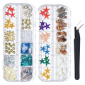 2 Boxes Summer Nail Art Rhinestones, 3D Ocean Theme Nail Charms Starfish Conch Seashell Designs Nail Art Rivets Manicure DIY Sea Series Nail Decorations for Women Girls (B)