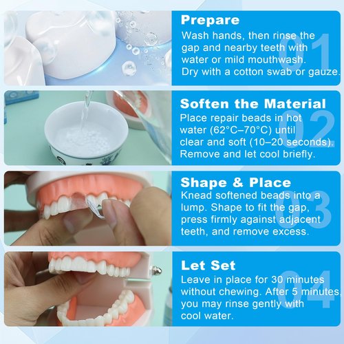 Tooth Repair Kit – 2PCS Temporary Tooth Filling, Moldable False Teeth Beads for Teeth Repair, Make You Smile Confident Again