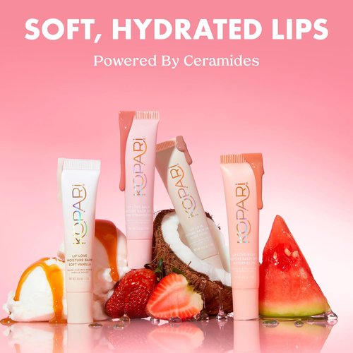 Kopari Lip Love Moisture Balm - Tinted Mineral Lip Sunscreen with SPF 30 & Ceramides | Watermelon, 0.35 oz
