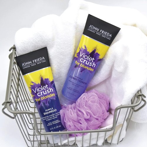 John Frieda Violet Crush Purple Shampoo & Conditioner Set - Neutralizes Yellow Tones for Blonde Hair, 8.3 Oz, Pack of 2