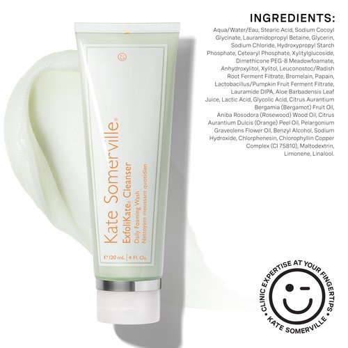 Kate Somerville ExfoliKate Cleanser – Daily Exfoliating Foaming Face Wash, Clinically Formulated Glycolic Acid and Lactic Acid Gentle Facial Scrub, Travel-Size, 1.7 Fl Oz