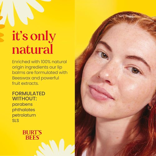 Burt's Bees Lip Balm - Pomegranate Flavor, Natural Beeswax Moisturizer, 2 Tubes, 0.15 oz Each