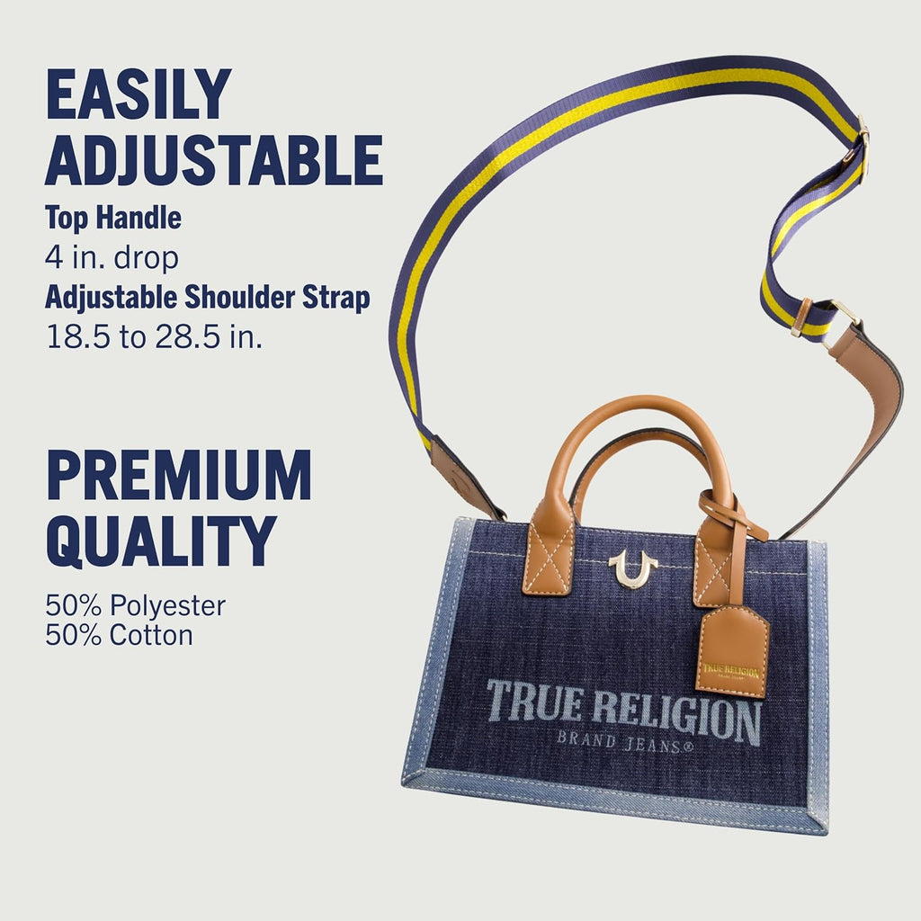 True Religion Women's Tote Bag - Medium Travel Purse with Adjustable Shoulder Strap & Horseshoe Logo