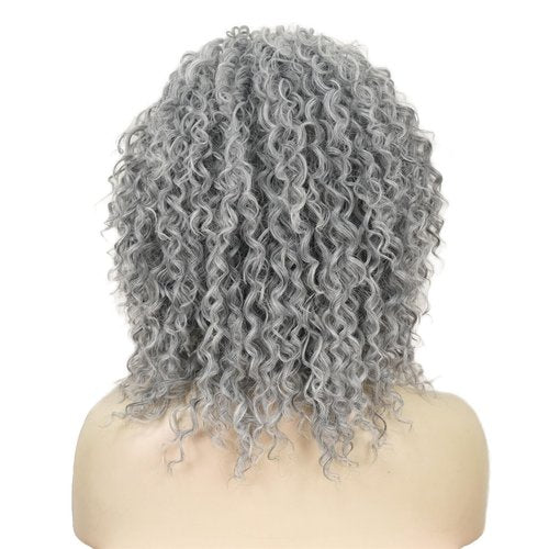 Aimole 12" Grey Lace Front Wigs Curly Natural Wig Synthetic Heat Resistant Women Hair