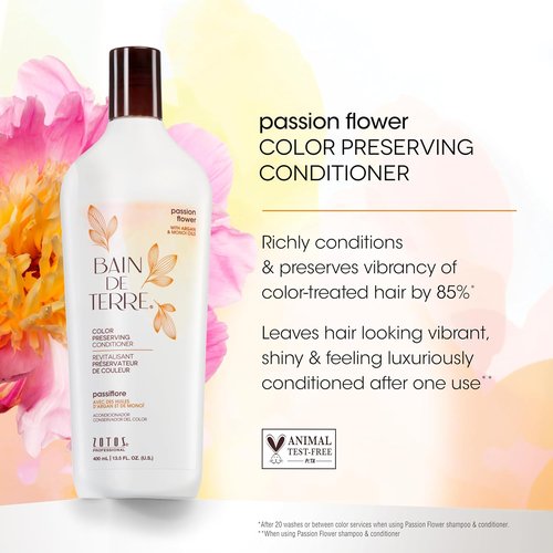 Bain de Terre Color Preserving Shampoo & Conditioner Set - Passion Flower | Protects Color-Treated Hair | Paraben-Free | 13.5 Fl Oz