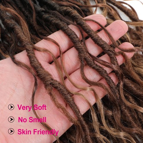Boho Faux Locs Crochet Hair 24Inch 7Packs Bohemian Goddess Locs Crochet Hair Pre Looped Boho Soft Locs Synthetic Braids Hair Extensions for Women (1b/30/27#, 24 Inch)