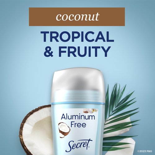 Secret Aluminum Free Deodorant for Women, 48hr Odor Protection, Naturally Derived Ingredients, Free of Parabens Dyes Talc & Baking Soda, PH Balanced, Dry Solid, Coconut Scent, 2.4 oz (Pack Of 3)